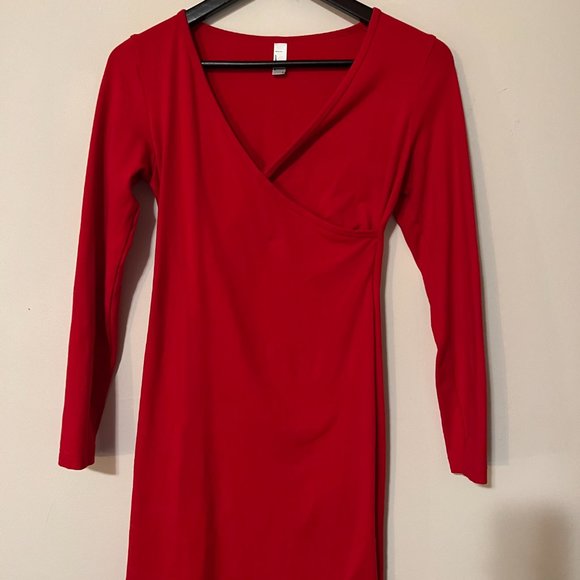 American Apparel Spandex Wrap Cross V Neck Bodycon Mini Dress - Picture 2 of 3
